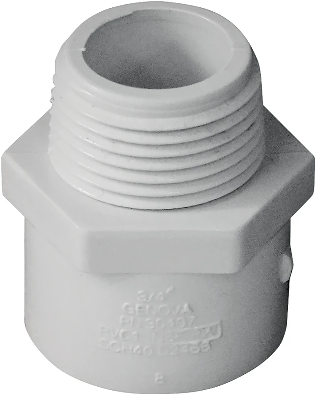 Schedule 40 PVC Pressure Male Adapter, White, 3/4 In. MPT