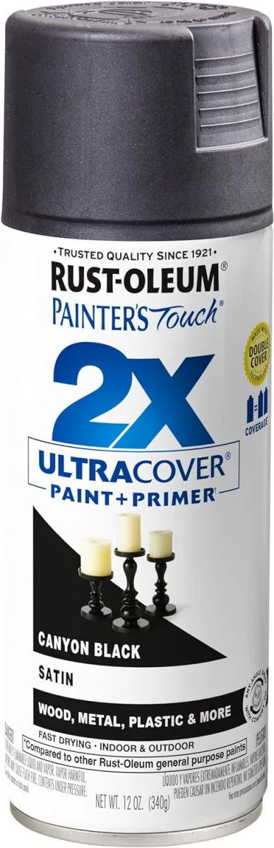 Painter's Touch 2x Ultra Cover 12 Oz. Satin Spray Paint, Canyon Black