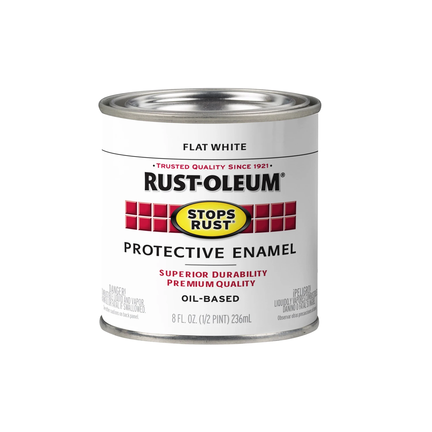 Stops Rust Oil Based Flat Protective Enamel, White, 1/2 Pint