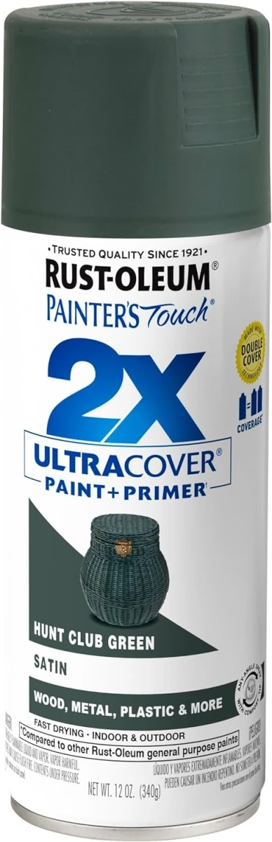 Painter's Touch 2x Ultra Cover 12 Oz. Satin Spray Paint, Hunt Club Green