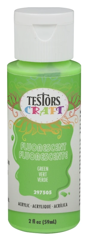 Testors Craft Fluorescent Green Acrylic Paint 2 Oz - Water-based