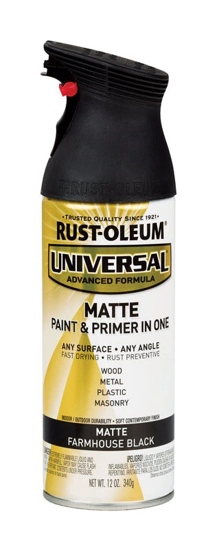 Universal Paint & Primer Matte Spray Paint, Farmhouse Black, 12-oz.