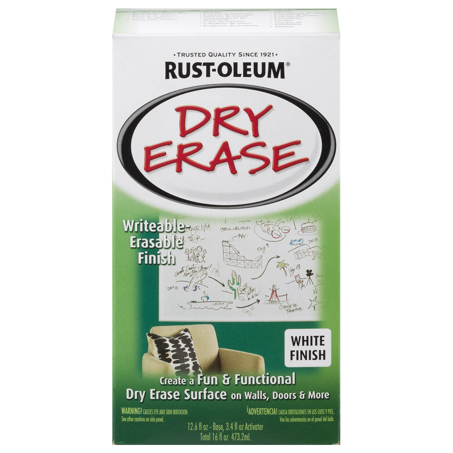 Quart White Satin Dry Erase Paint For Multi-surface Use
