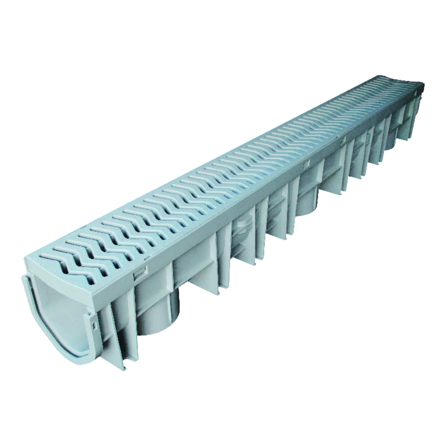 39.5 In. Gray Polypropylene Storm Channel Drain With Grate Assembly