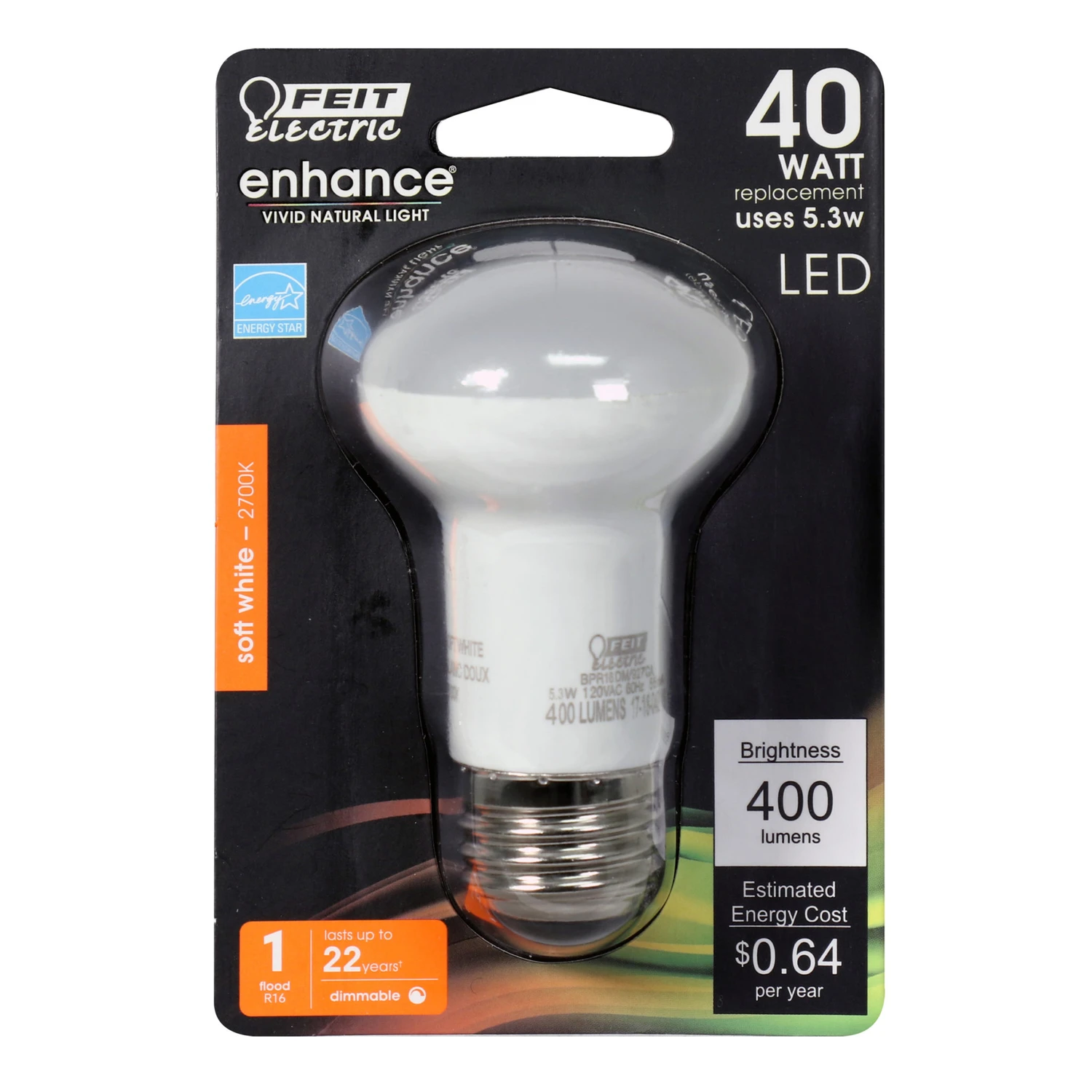 FEIT Electric 5.3 watts R16 LED Bulb 400 lumens Soft White Reflector 40 Watt Equivalence