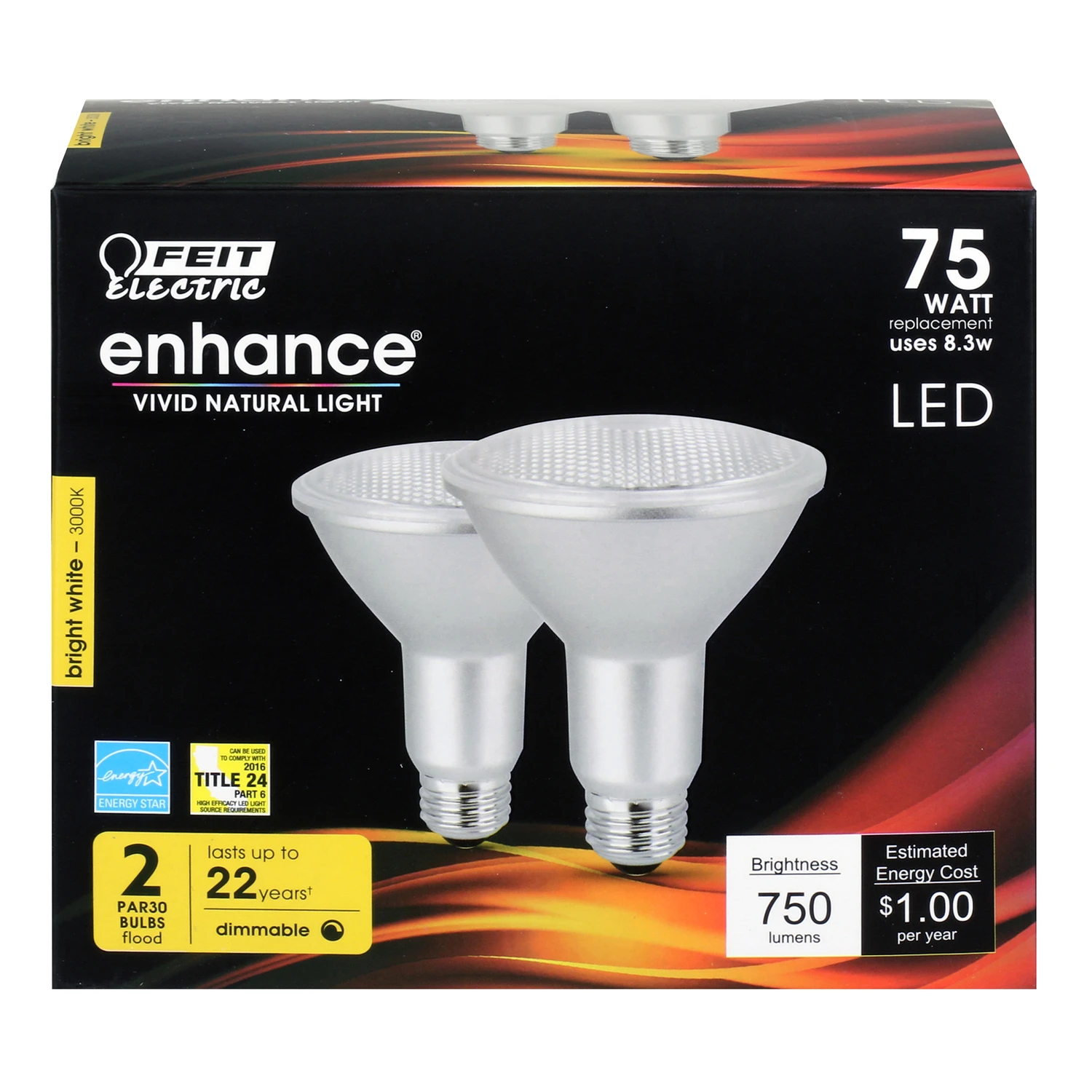 Enhance Par30 E26 Led Bulb Bright White 75w Equivalent 2 Pk 750 Lumens