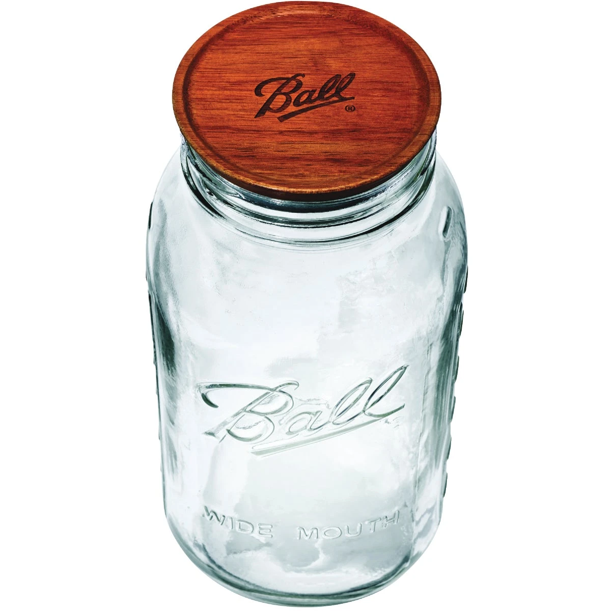Wide-Mouth Mason Jar with Wood Storage Lid, 1/2 Gallon