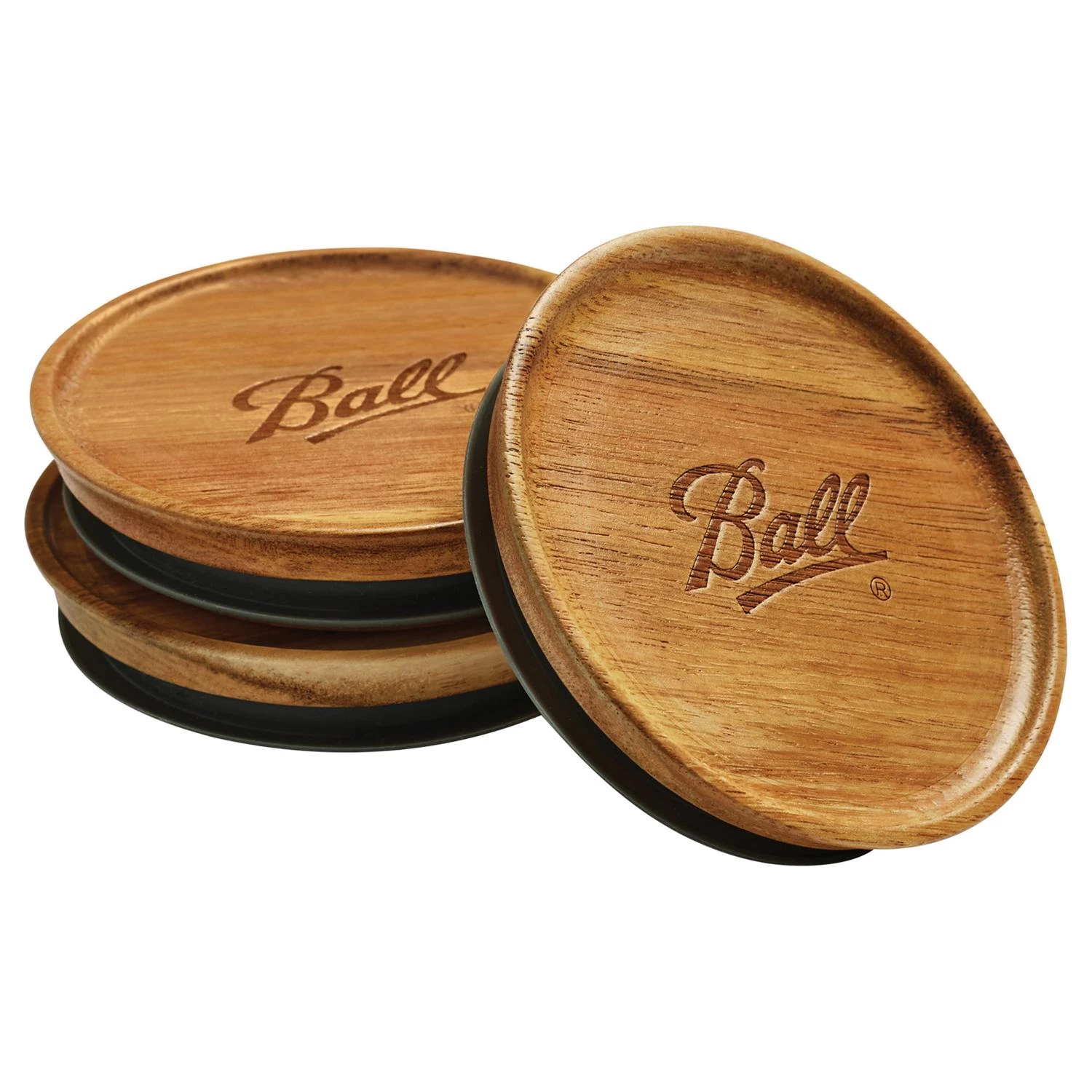 Wood Storage Lids, Wide-Mouth Ball Jars, 3-Pk.