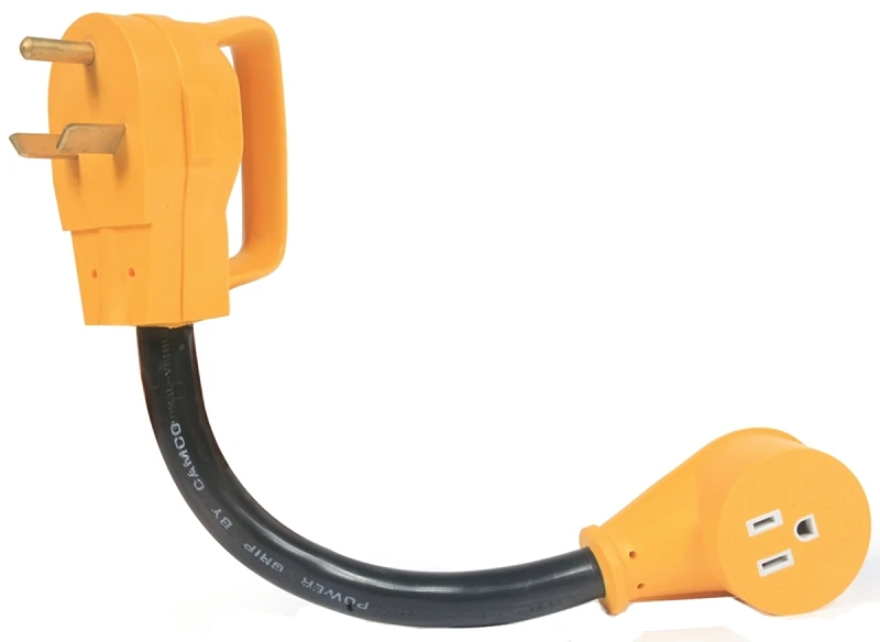 RV PowerGrip Electric Adapter, 30A Male to 15A Female, 12 In.