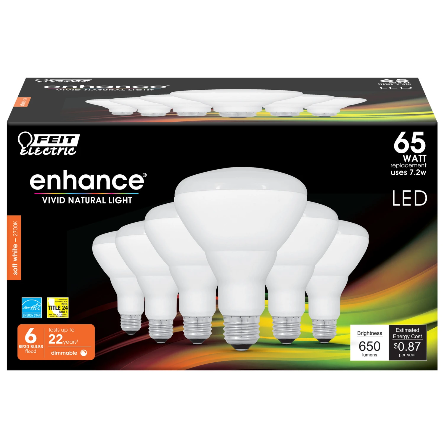 LED Light Bulbs, BR30, Soft White, 650 Lumens, 7.2-Watt, 6-Pk.