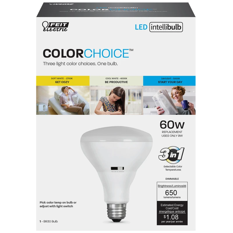 LED IntelliBulb 9-Watt with Three Color Temperature Choices in One Bulb