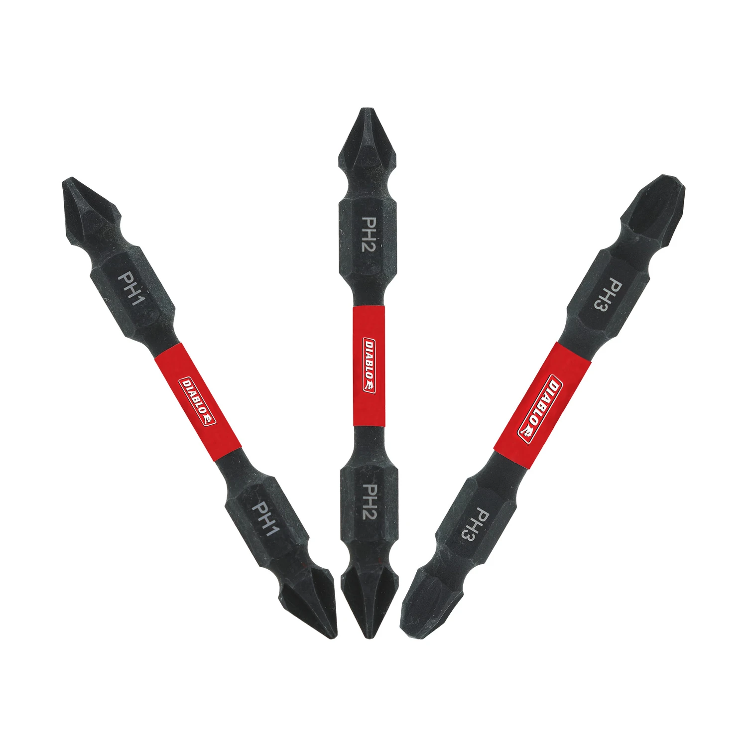 Three Piece Double Ended Phillips Insert Bit Set, Two and Three Eighths Inch Length