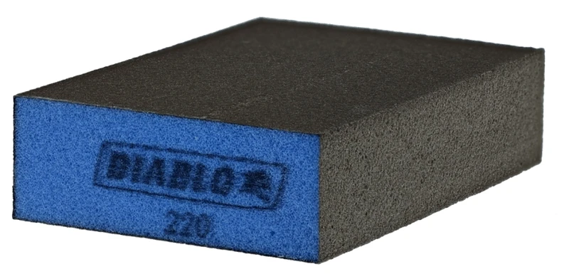 Diablo 220 Grit Flat Edge Sanding Sponge, 2.5 x 4 x 1 in – Ultra-Fine