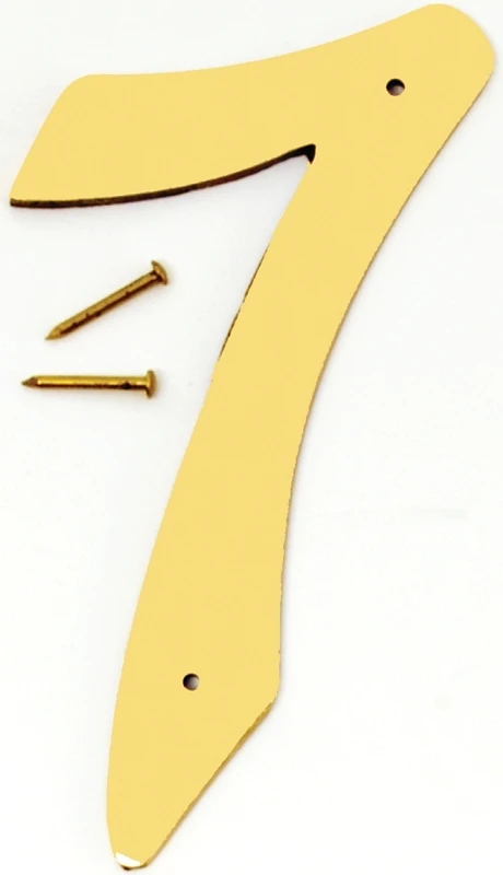 4 In. Polished Brass House Number Seven - Decorative Address Sign
