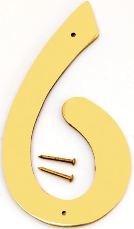 4 In. Polished Brass House Number Six Br-40/6