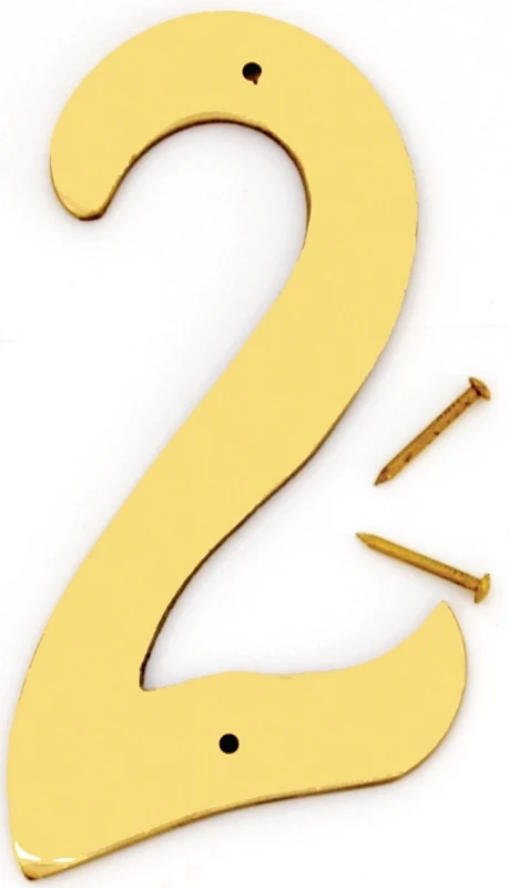 House Address Number 2, Brass Finish, Four Inch Height