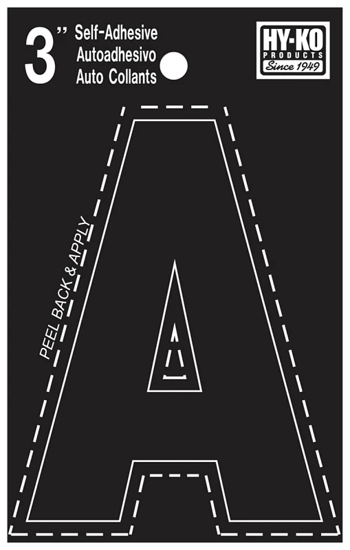 3 In. Black Vinyl Self-adhesive Letter A - Weather Resistant