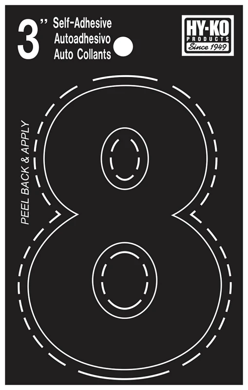 3 In. Black Vinyl Self-adhesive Non-reflective Number Eight