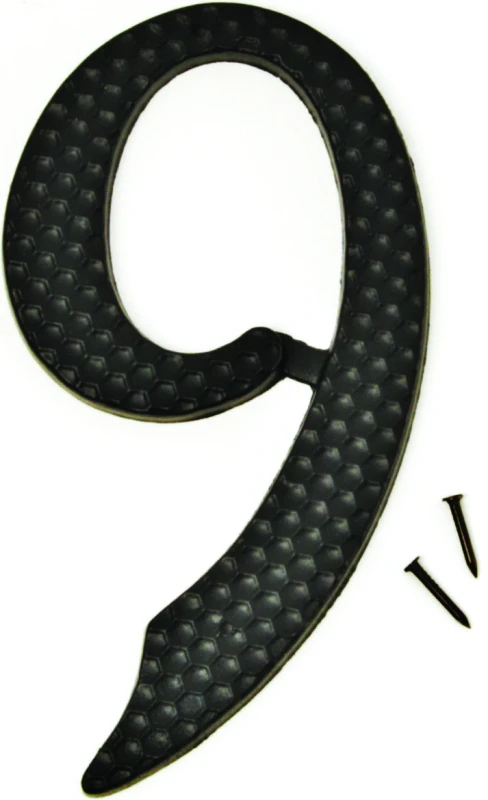 House Address Number 9, Black Die-Cast Aluminum, 4.5 Inches Tall