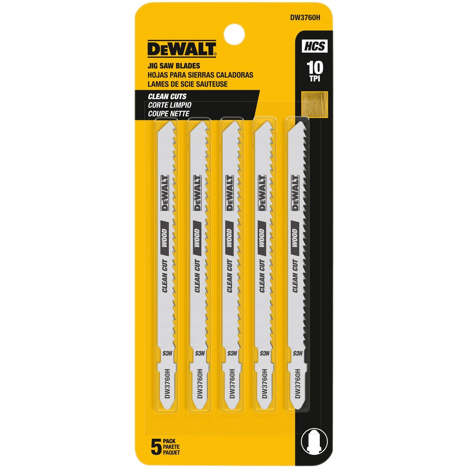 T-Shank Wood-Cutting Jigsaw Blade, 4 In., 10-TPI, 5-Pk.