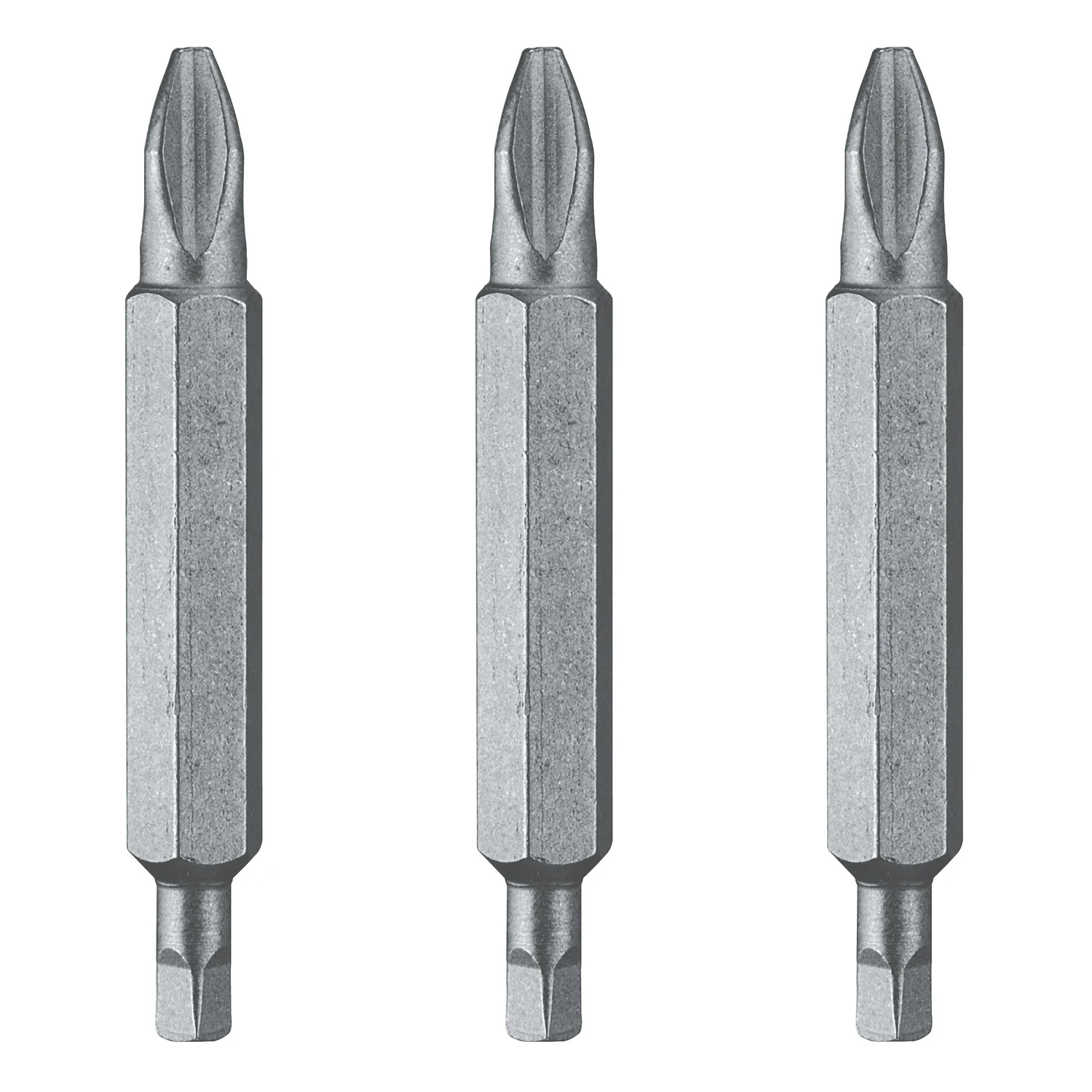 #2 Double-End Phillips/Square Recess Bit, 3-Pk.