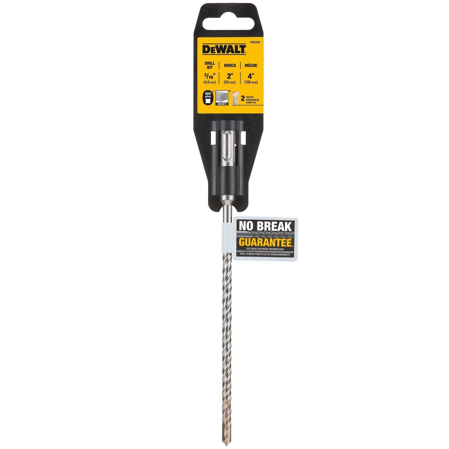 Carbide SDS Plus Hammer Drill Bit, 3/16 Inch Diameter by 2 Inch Shank by 4 Inch Length