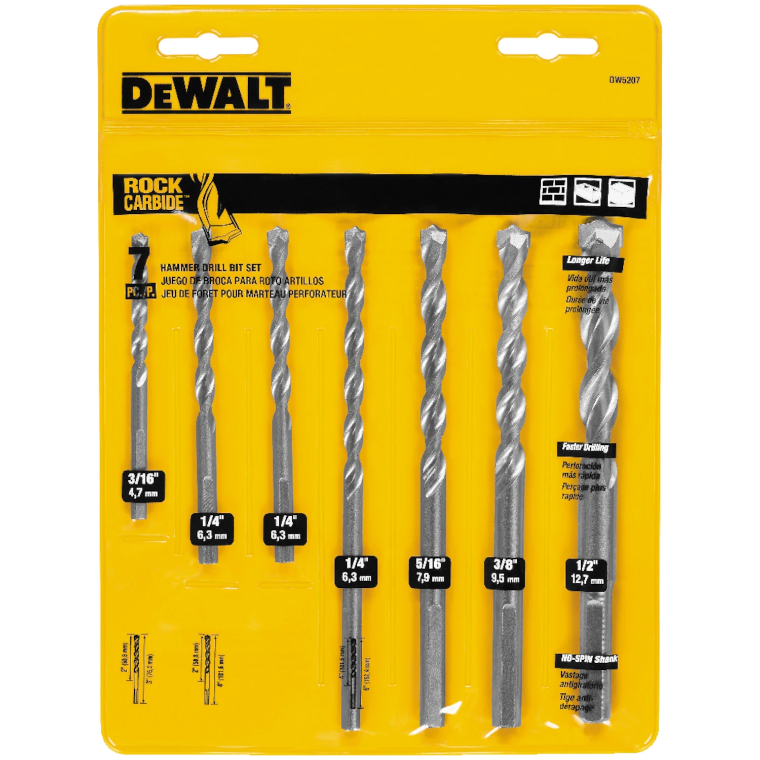 7-piece Rapid Load Carbide Masonry Drill Bit Set Dw5207