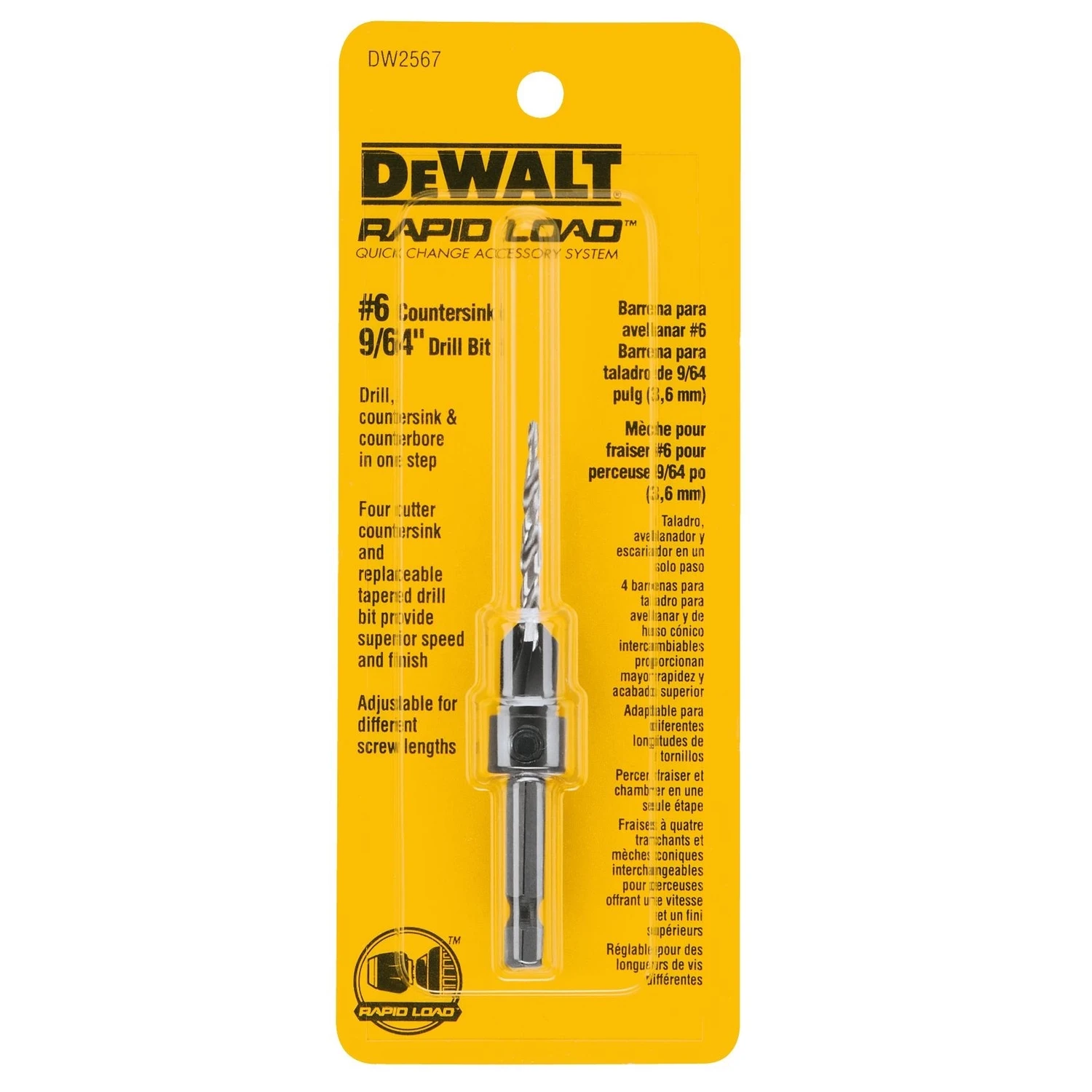 #6 - 9/64 In. Rapid Load High Speed Steel Countersink Bit With Hex Shank