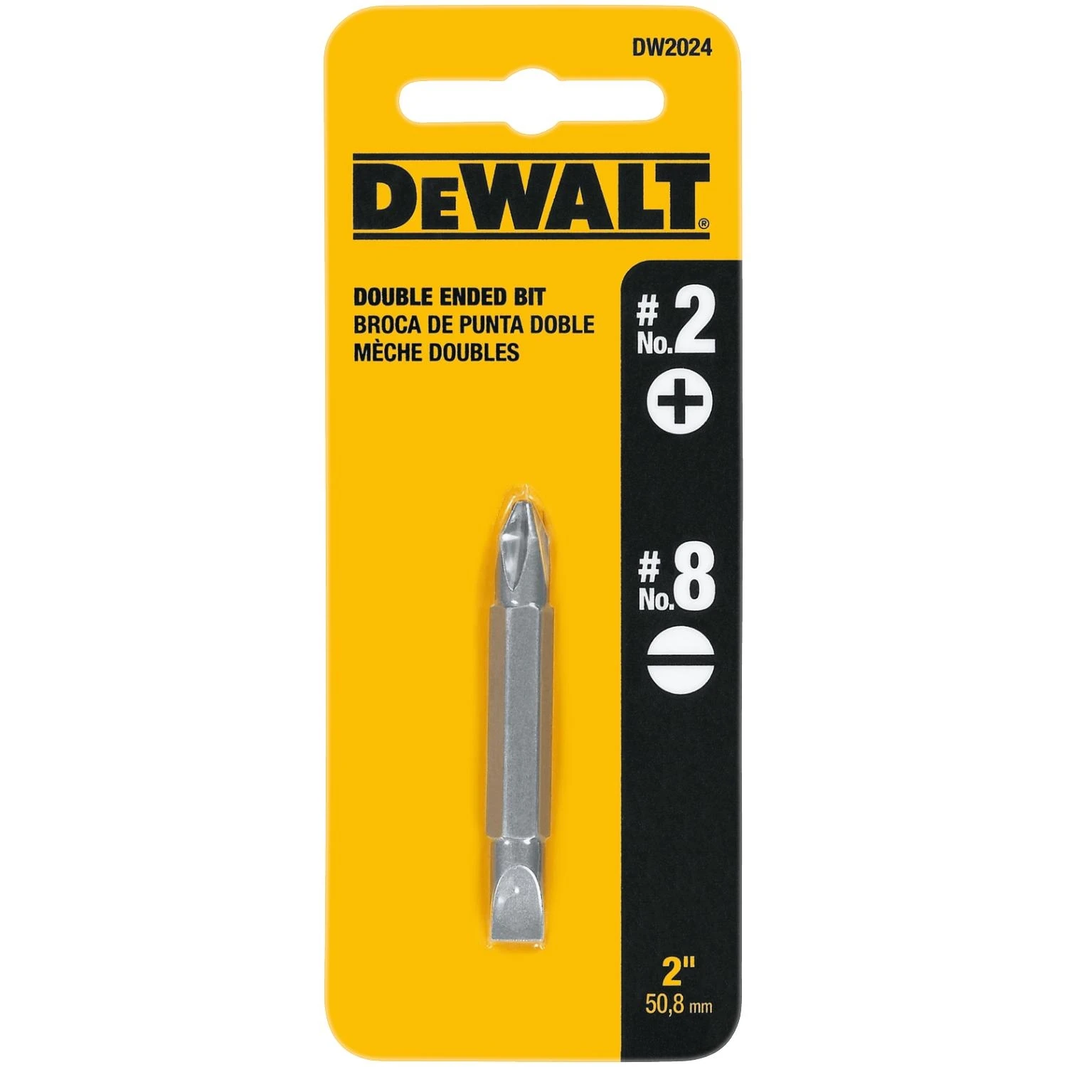 Double-ended Screwdriver Bit #2 Phillips & #8 Slotted 2 In. Length