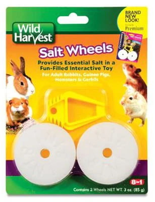 Wild Harvest Salt Wheels 2 Count, Interactive Toy for Adult Rabbits, Guinea Pigs, Hamsters and Gerbils