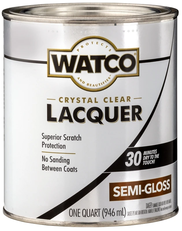 Clear Semi-gloss Lacquer 1 Quart - Durable Wood Finish For Interior Surfaces
