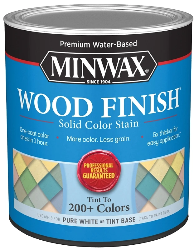 Wood Finish Water-based Solid Color Stain, White Tint Base, 1 Quart