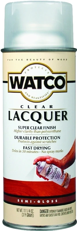 11.25 Oz. Clear Semi-gloss Spray Lacquer - Durable Wood Finish