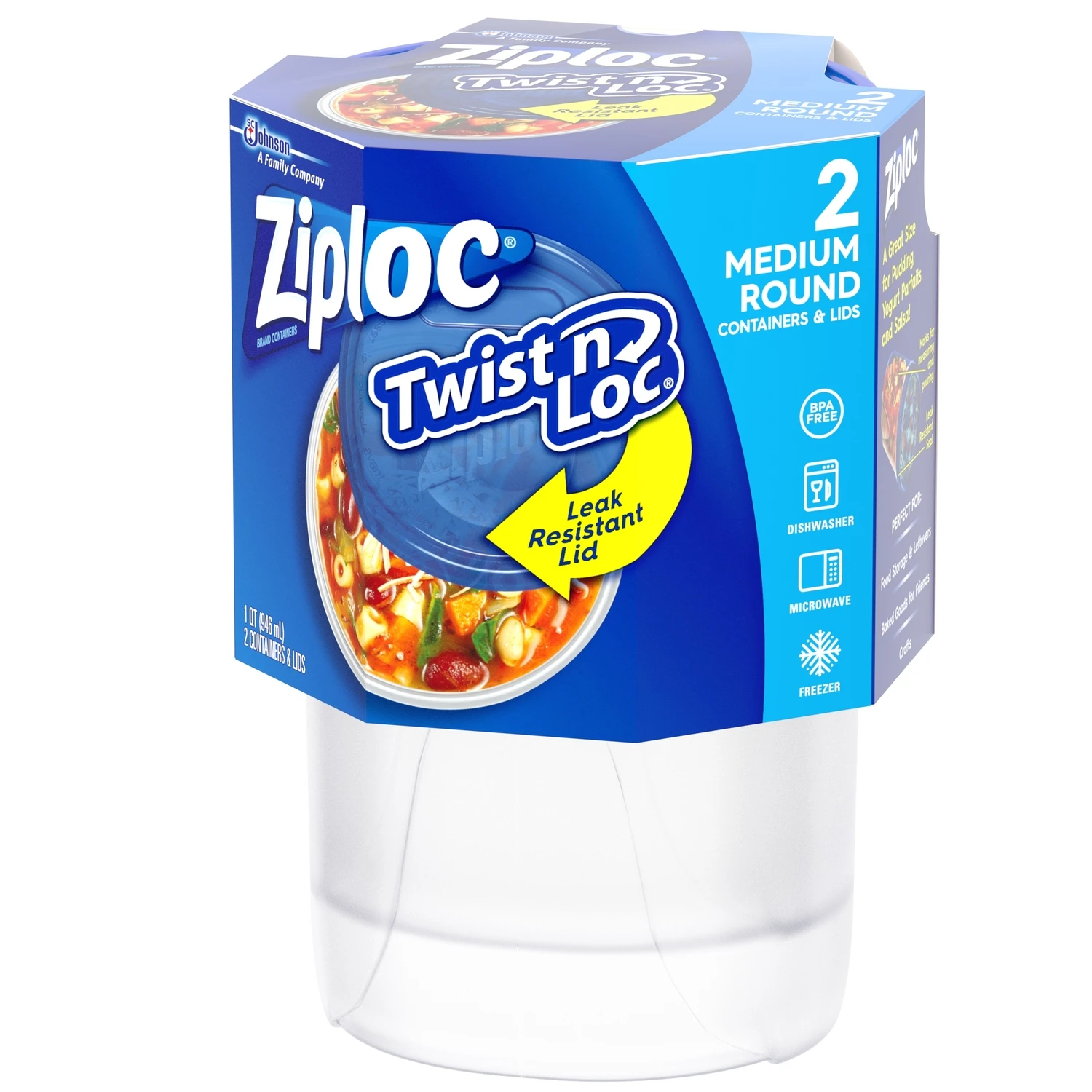 Twist 'n Loc 32 Oz. Clear Round Food Storage Containers With Lids (2-pack)