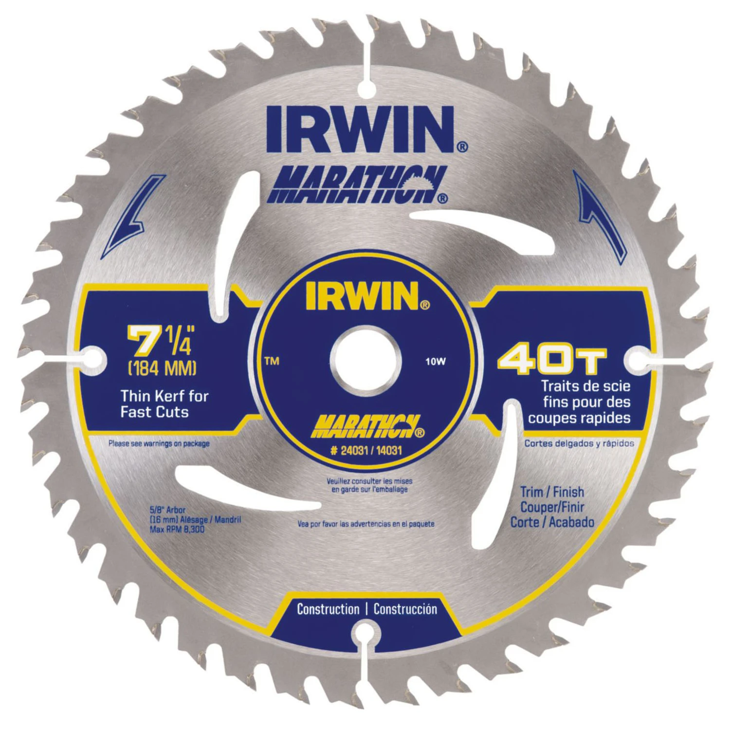Marathon Micro-Grain C3 Carbide-Tipped Saw Blade, 40-Tooth x 7-1/4 In.