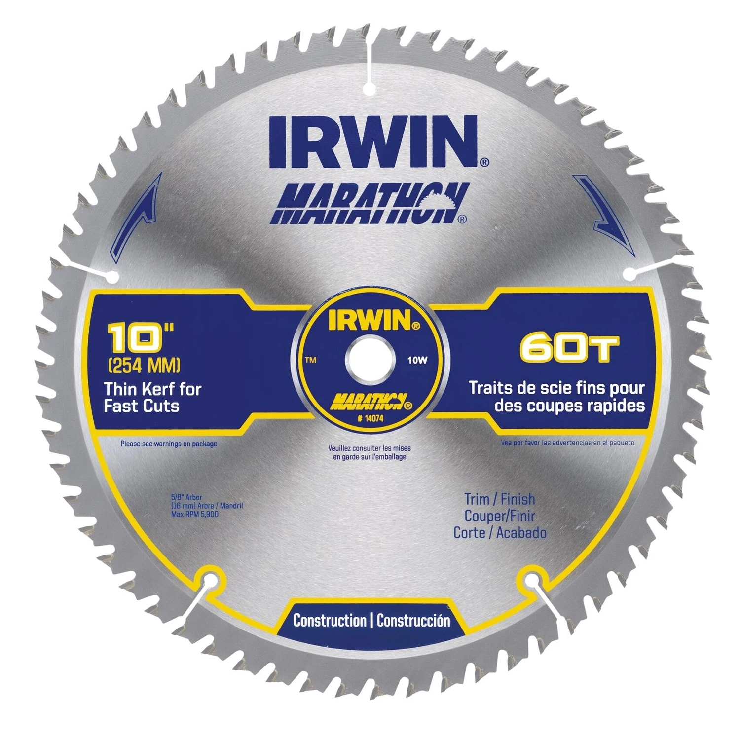 Irwin Marathon 10 In. 60-Tooth Trim/Finish Circular Saw Blade