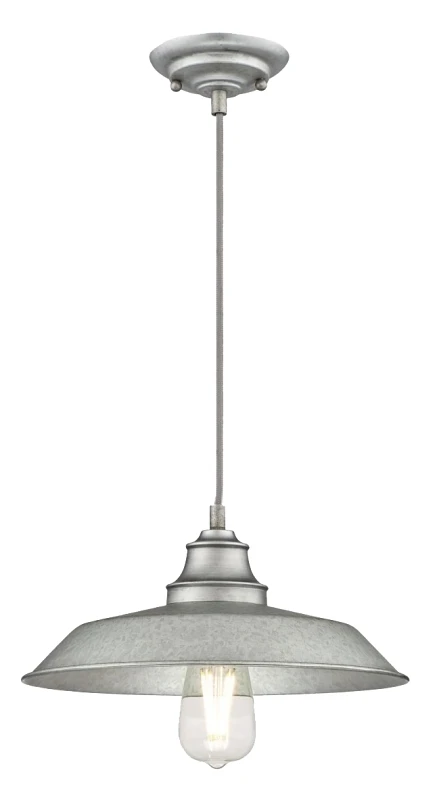 Iron Hill 1-light Pendant Fixture, Galvanized Steel Finish, 8.25 X 12 Inches