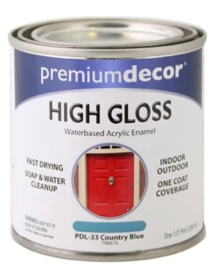 Premium Decor Country Blue Gloss Enamel Paint, Half Pint