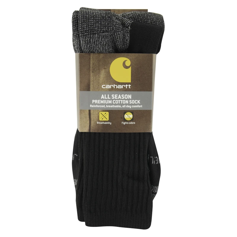 Carhartt Men's All Season XL Crew Socks Black