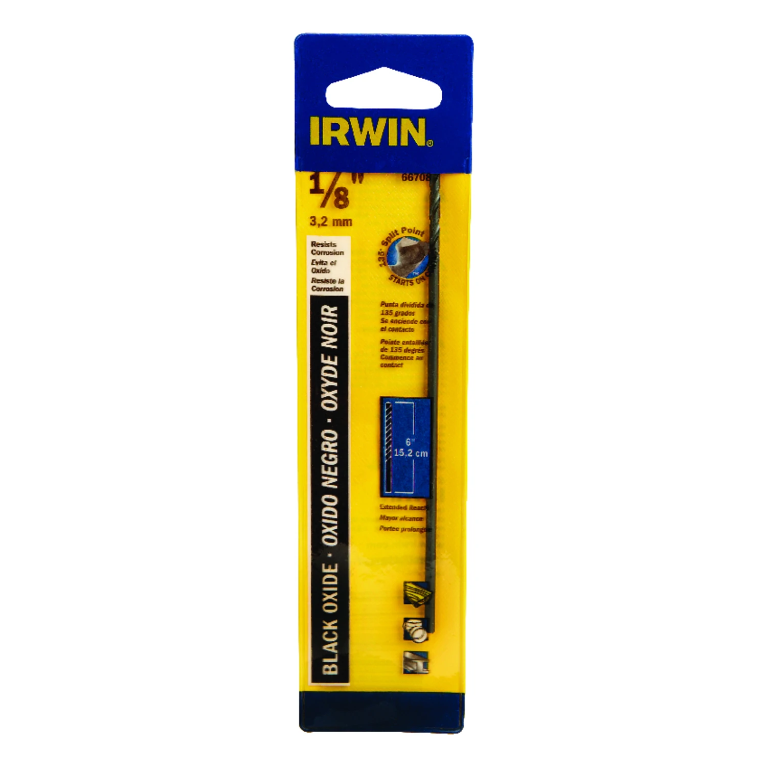 1/8 In. X 6 In. M-2 Black Oxide Extended Length Drill Bit