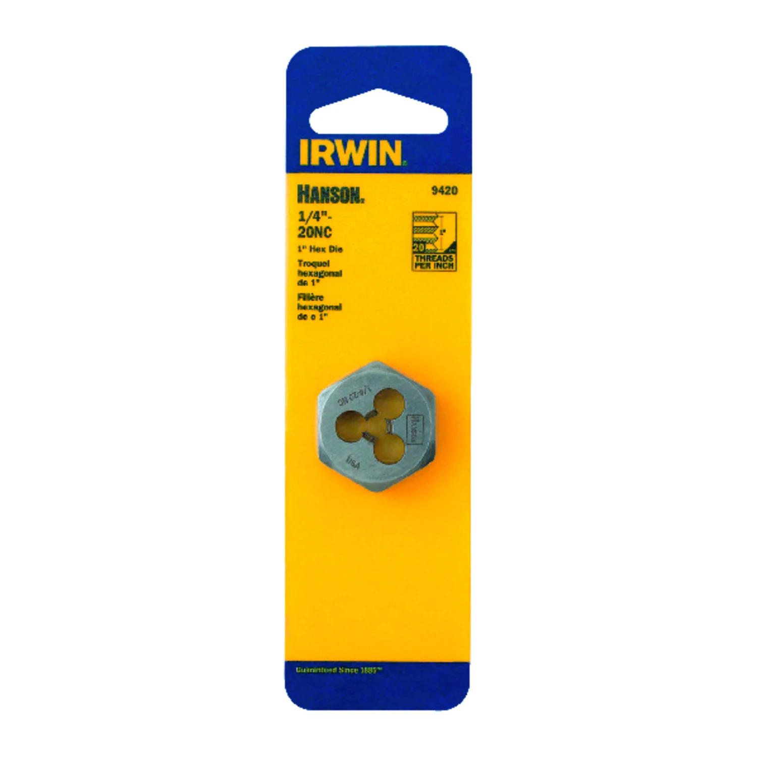 Hanson Hexagon National Coarse Threading Die, 1/4 Inch by 20 Threads Per Inch
