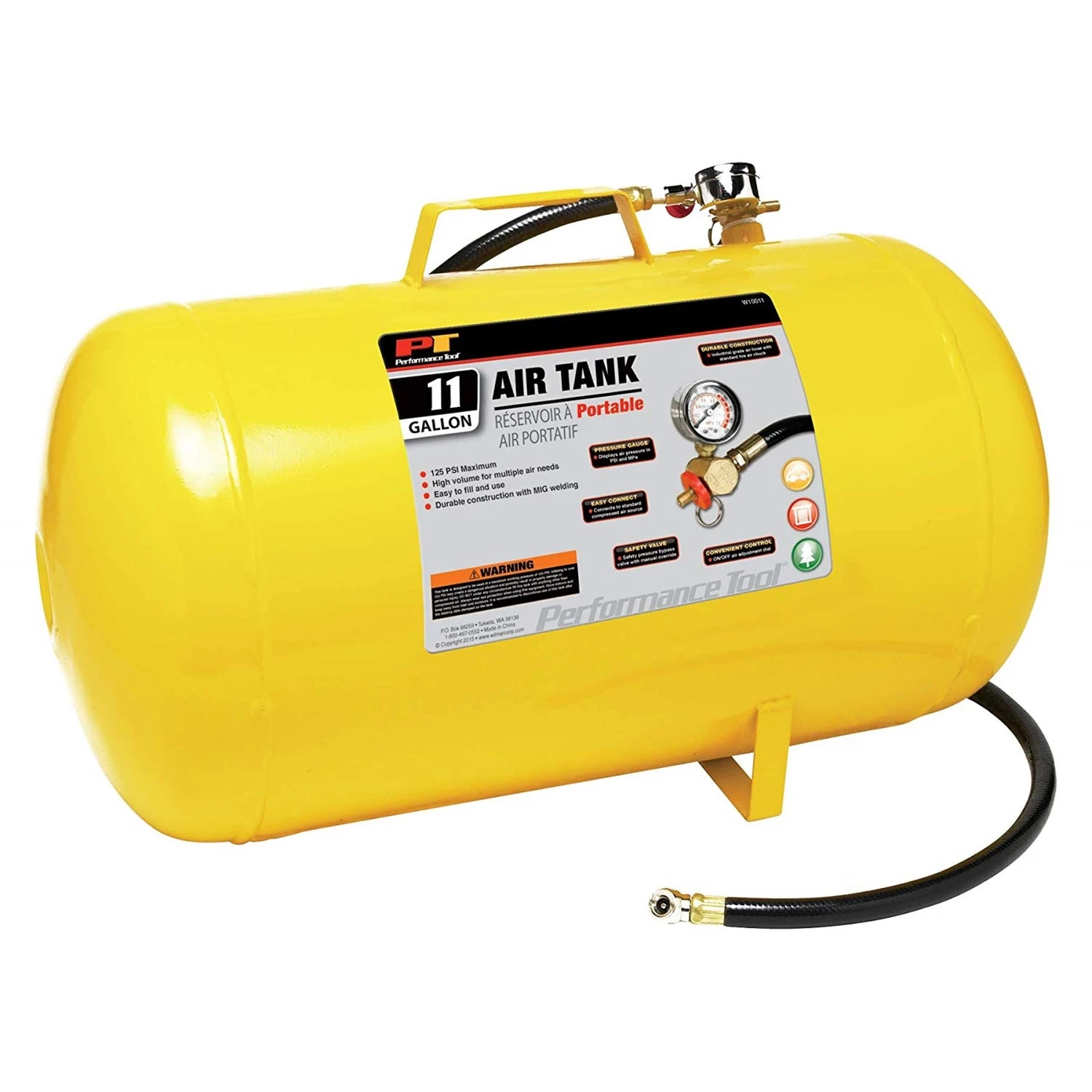 W10011 11 Gallon Portable Air Tank, 125 Psi, Yellow