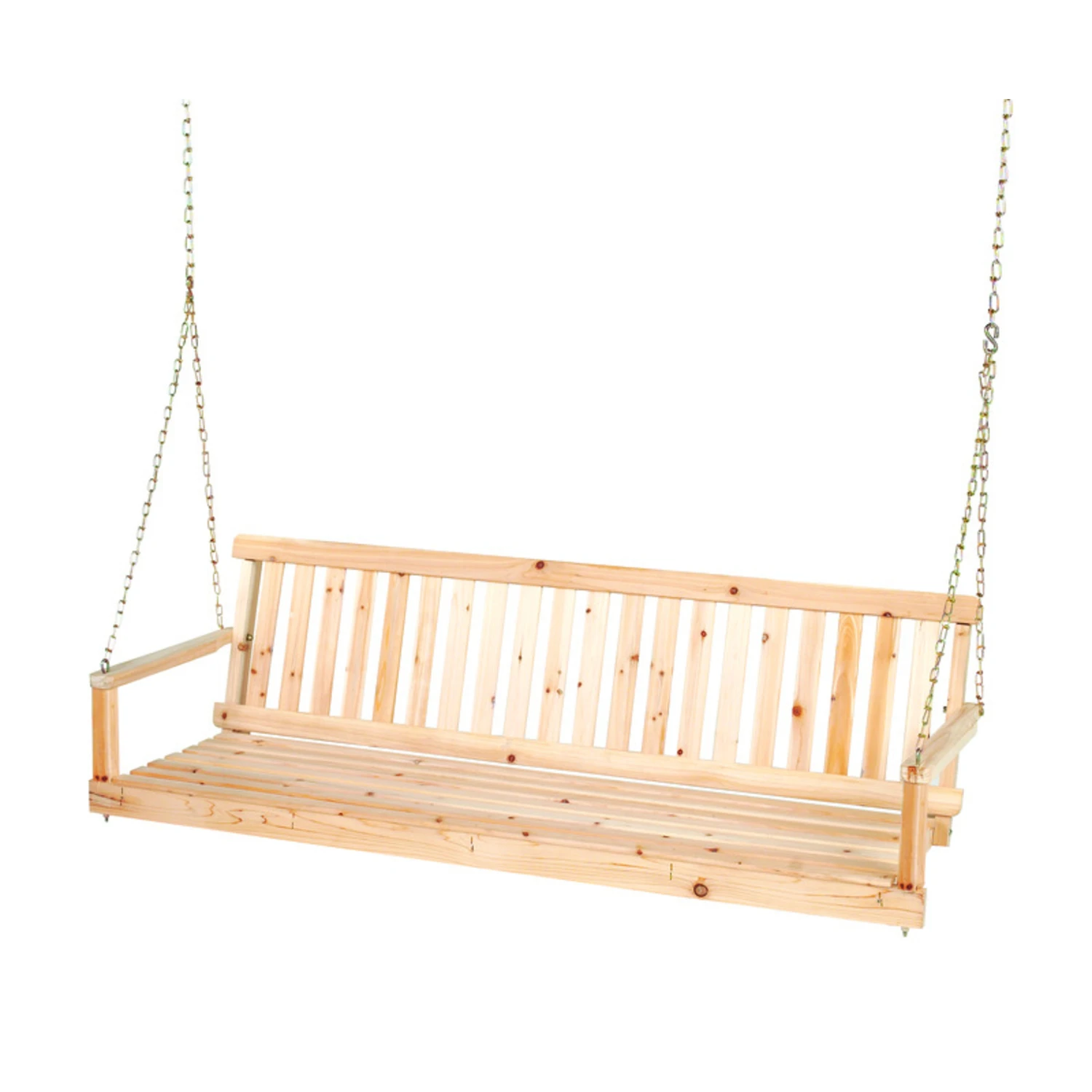 5 Ft Traditional Brown Wood Porch Swing For 2 Persons
