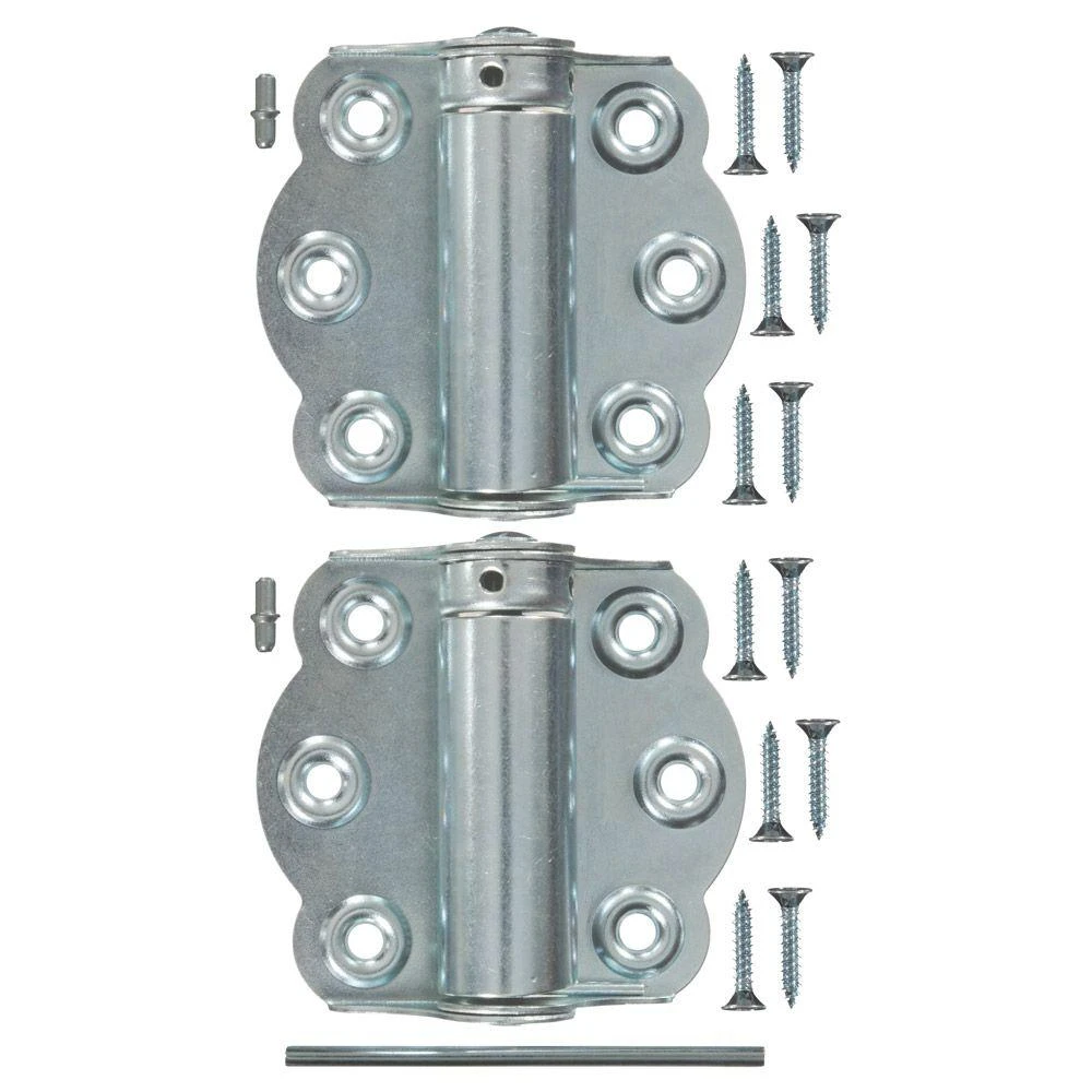 Adjustable Self-Closing Door Hinges, Zinc Plate, 2-3/4 In., 2-Pk.