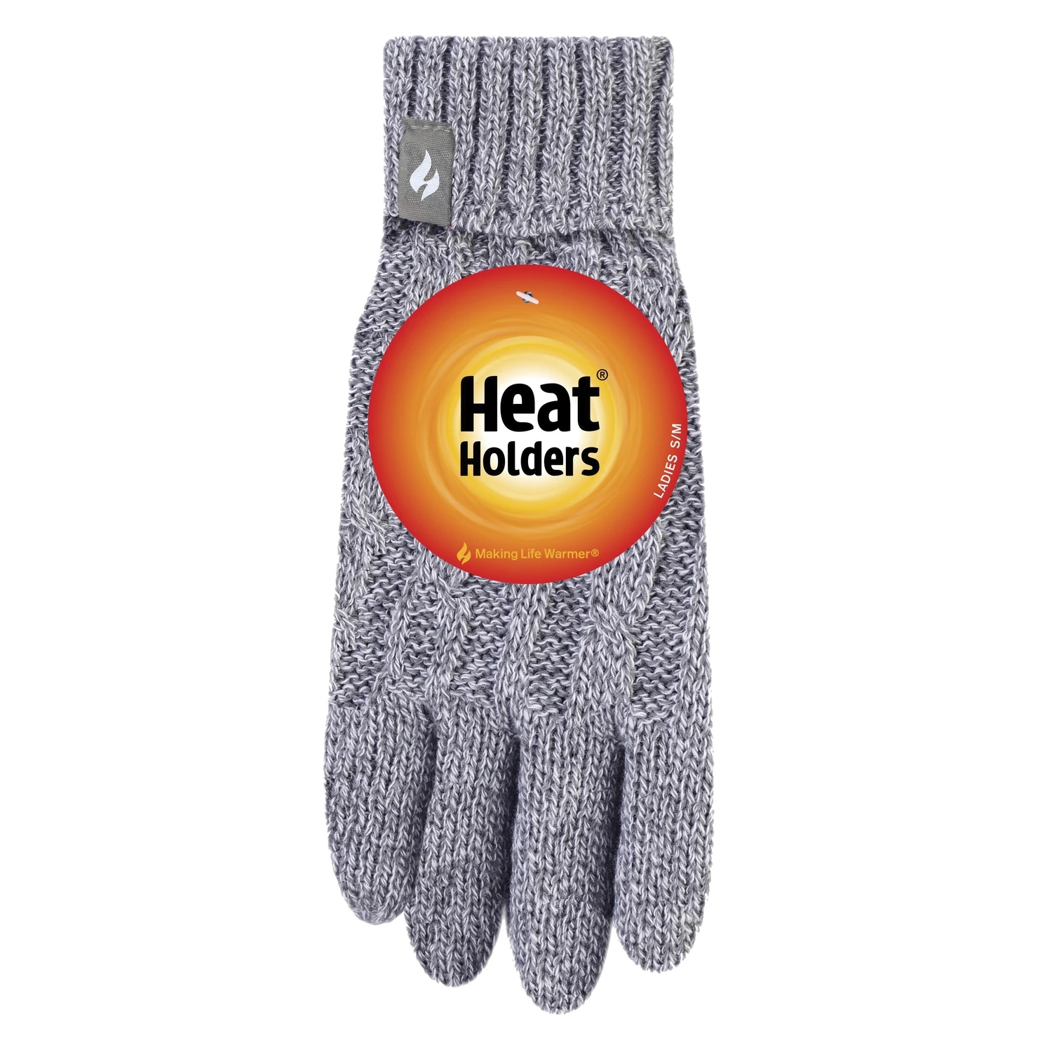 Heat Holders Knit Gloves S/M, Light Grey Twist