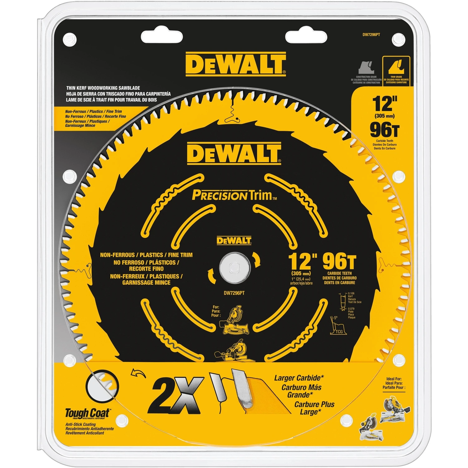 DEWALT Precision Trim 12-in 96-Tooth Segmented Carbide Circular Saw Blade