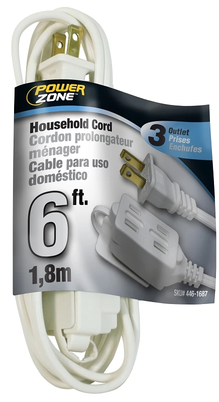 16/2 Spt-2 Indoor Extension Cord, 6 Feet, White, Model Or660606