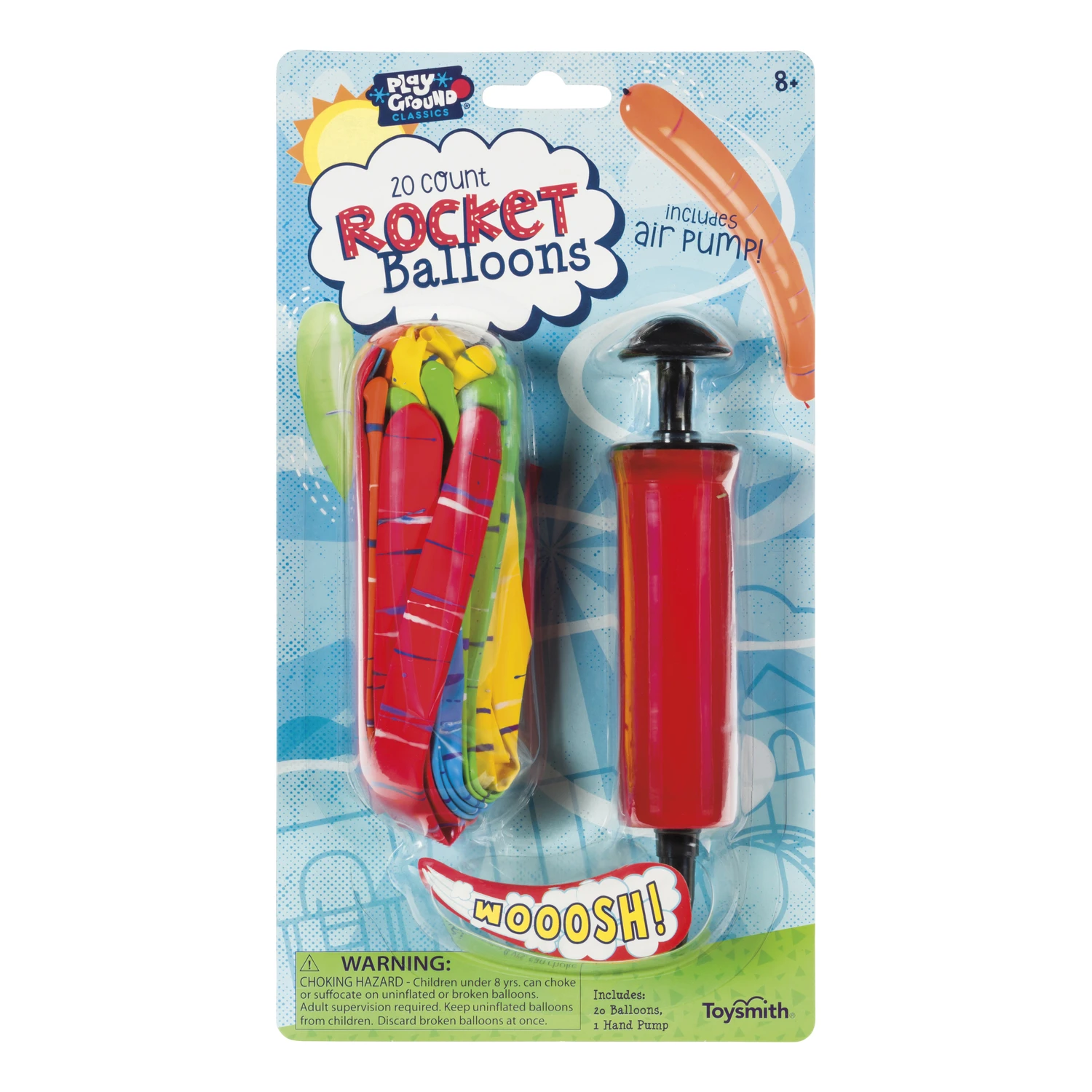 2533 Rocket Balloon Set With Pump - 20 Assorted Color Balloons