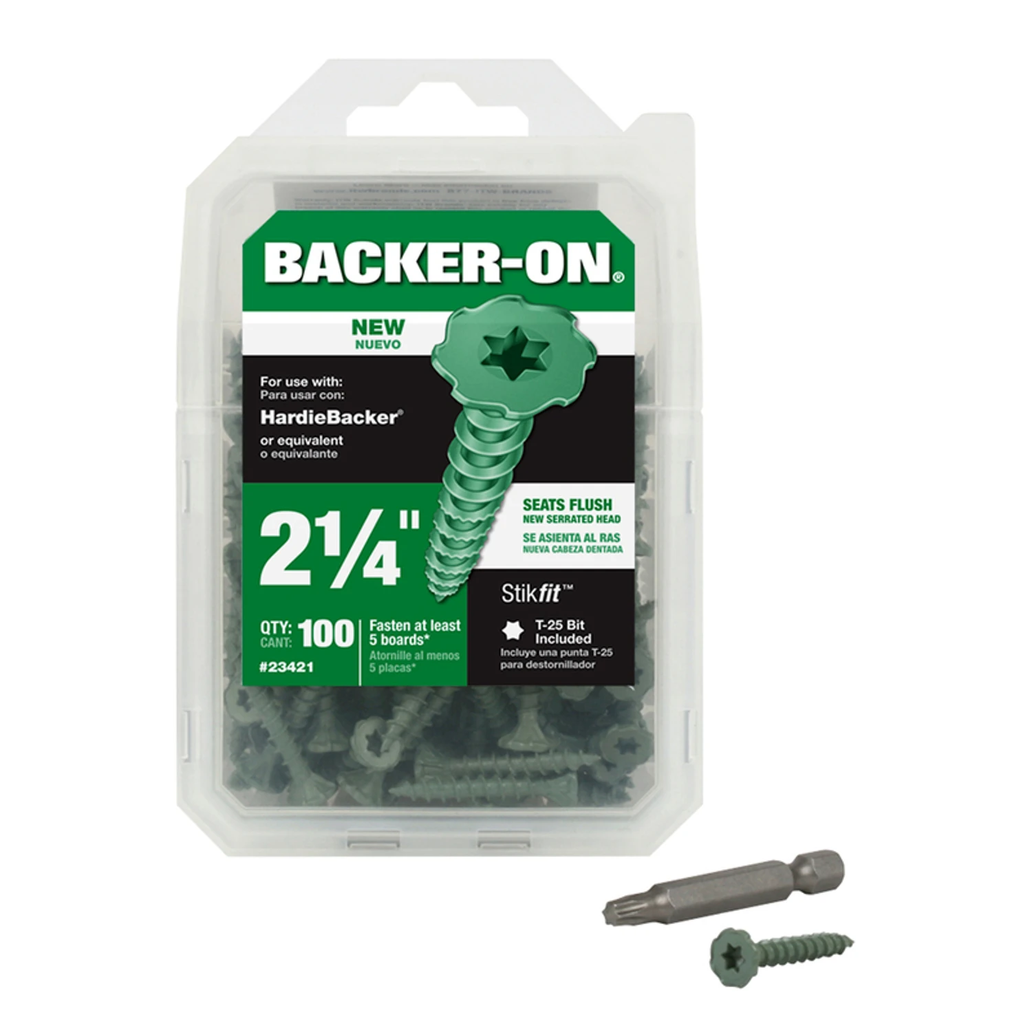 Backer-on No. 9 X 2-1/4 In. L Star Round Head Cement Board Screws 100 Pk
