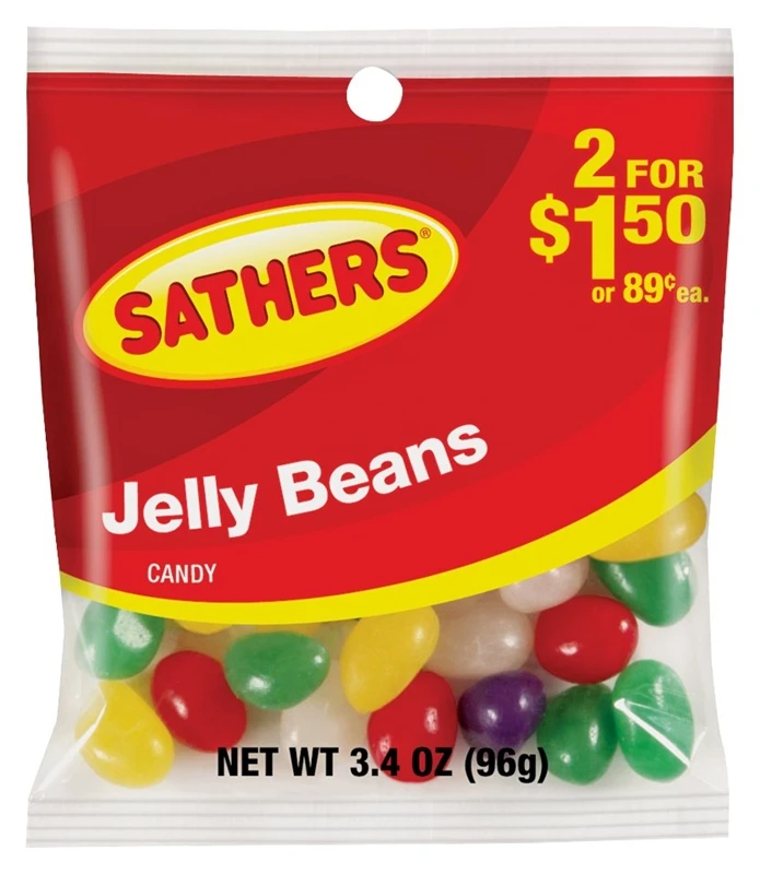 Sathers 10158 Jelly Beans Candy 3.4 Oz Pack Of 12 Assorted Fruit Flavors